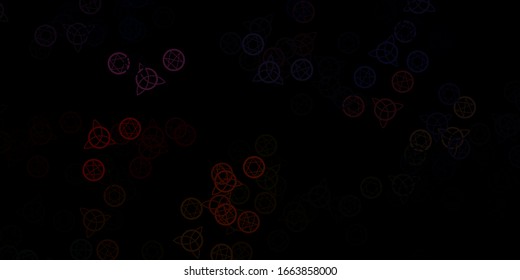 Dark Pink, Yellow vector template with esoteric signs. Colorful vintage illustration with gradient alchemy shapes. Design for magic, spiritual events.