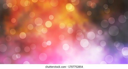 Plantilla vectorial rosa oscuro, amarilla con círculos. Ilustración abstracta moderna con formas de círculo coloridas. Diseño para sus comerciales.
