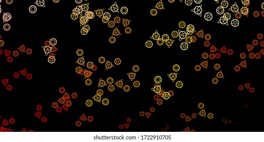 Dark Pink, Yellow vector template with esoteric signs. Illustration with magical signs of spiritual power. Design for magic, spiritual events.
