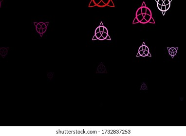 Dark Pink, Yellow vector template with esoteric signs. Illustration with magical signs of spiritual power. Best design halloween events.