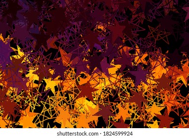 Dark Pink, Yellow vector template with ice snowflakes, stars. Glitter abstract illustration with gradient crystal ice forms. Design for New Year posters, banners.