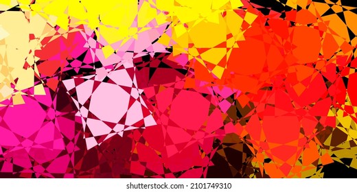 Plantilla vectorial rosa oscuro, amarillo con formas triangulares. Ilustración de material web con triángulos abstractos coloridos. Una adición fácil a sus comerciales.