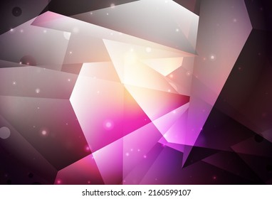 Plantilla de vector amarillo rosa oscuro con cristales, triángulos. Triángulos sobre fondo abstracto con gradiente colorido. Diseño sencillo para su sitio web.