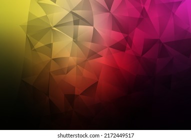 Dark Pink, Yellow vector template with crystals, triangles. Illustration with set of colorful triangles. Background for a cell phone.