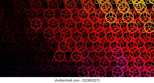 Dark Pink, Yellow vector template with esoteric signs. Retro design in abstract style with witchcraft forms. Simple base for your occult design.