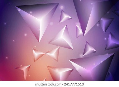Dark Pink, Yellow vector template with crystals, triangles. Triangles on abstract background with colorful gradient. Pattern for booklets, leaflets