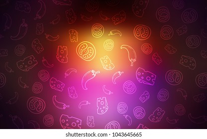 Dark Pink, Yellow vector texture with delicious snacks. Decorative shining illustration with food on abstract template. Pattern for ad, booklets, leaflets of restaurants.