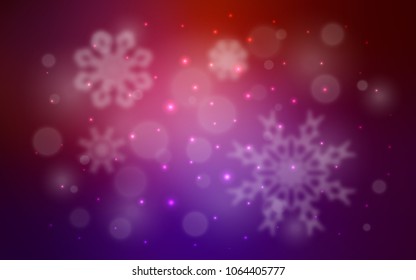 Dark Pink, Yellow vector texture with colored snowflakes. Glitter abstract illustration with crystals of ice. The pattern can be used for new year ad, booklets.