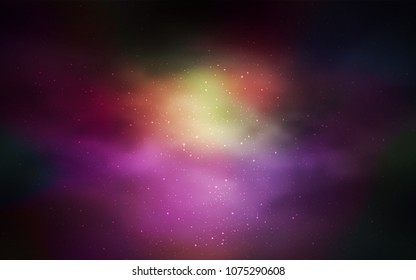 Dark Pink, Yellow vector texture with milky way stars. Space stars on blurred abstract background with gradient. Template for cosmic backgrounds.