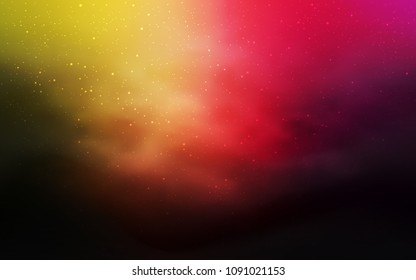 Dark Pink, Yellow vector texture with milky way stars. Glitter abstract illustration with colorful cosmic stars. Template for cosmic backgrounds.