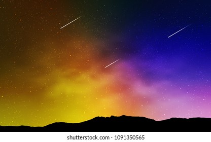 Dark Pink, Yellow vector texture with milky way stars. Space stars on blurred abstract background with gradient. Pattern for futuristic ad, booklets.
