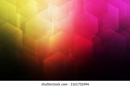 Dark Pink, Yellow vector texture with colorful hexagons. Glitter abstract illustration in hexagonal style. Pattern can for your ad, booklets.