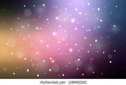 Dark Pink, Yellow vector texture with colored snowflakes. Glitter abstract illustration with crystals of ice. New year design for your ad, poster, banner.
