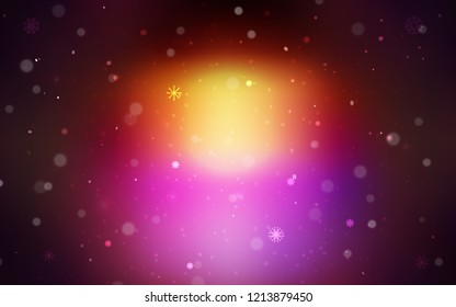 Dark Pink, Yellow vector texture with colored snowflakes. Glitter abstract illustration with crystals of ice. The pattern can be used for new year ad, booklets.