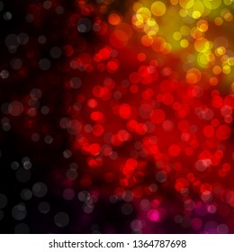 Dark Pink, Yellow vector texture with circles. Glitter abstract illustration with colorful drops. New template for your brand book.
