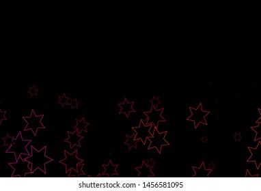 Dark Pink, Yellow vector texture with beautiful stars. Stars on blurred abstract background with gradient. Best design for your ad, poster, banner.