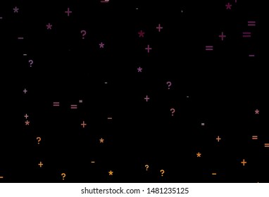 Dark Pink, Yellow vector texture with mathematic symbols. Modern geometrical illustration with numerals. Smart design for university advert.