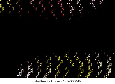 Dark Pink, Yellow vector texture with musical notes. Abstract illustration with colorful symbols of melody. Modern design for wallpapers.