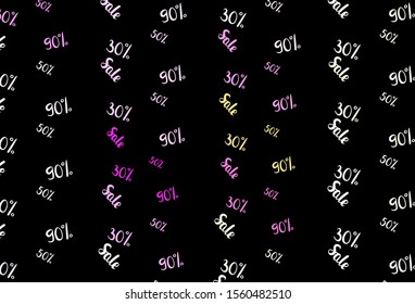 Dark Pink, Yellow vector texture with selling prices 30, 50, 90 %. Colored words of sales with gradient on white background. Pattern for ads, posters, banners of sales.