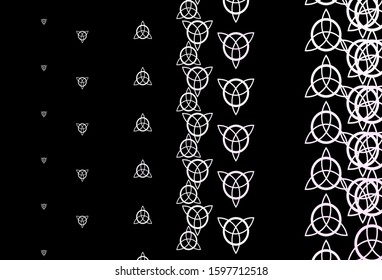 Dark Pink, Yellow vector texture with religion symbols. Colorful vintage illustration with gradient alchemy shapes. Background for esoteric, mystic designs.