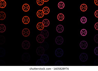 Dark Pink, Yellow vector texture with religion symbols. Retro design in abstract style with witchcraft forms. Simple design for occult depiction.
