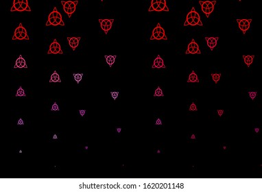 Dark Pink, Yellow vector texture with religion symbols. Abstract illustration with gothic gradient shapes. Best design halloween events.