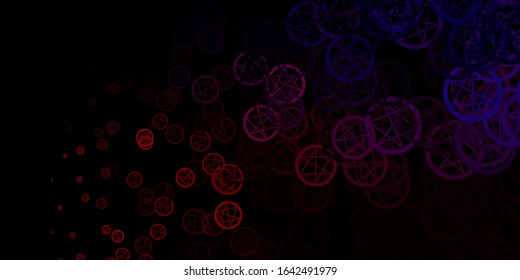 Dark Pink, Yellow vector texture with religion symbols. Colorful vintage illustration with gradient alchemy shapes. Design for magic, spiritual events.