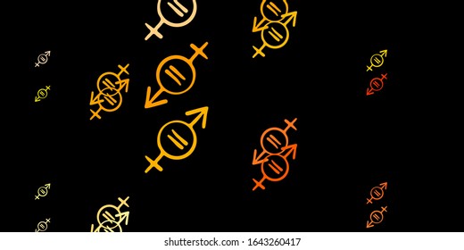 Dark Pink, Yellow vector texture with women's rights symbols. Illustration with signs of women's strength and power. Simple design for your web site.