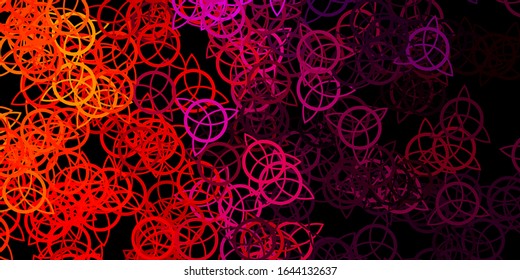 Dark Pink, Yellow vector texture with religion symbols. Retro design in abstract style with witchcraft forms. Simple design for occult depiction.