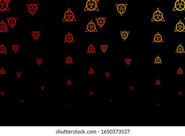Dark Pink, Yellow vector texture with religion symbols. Colorful mystic symbols with a gradient in ancient style. Simple base for your occult design.