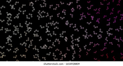 Dark Pink, Yellow vector texture with religion symbols. Abstract illustration with gothic gradient shapes. Background for esoteric, mystic designs.