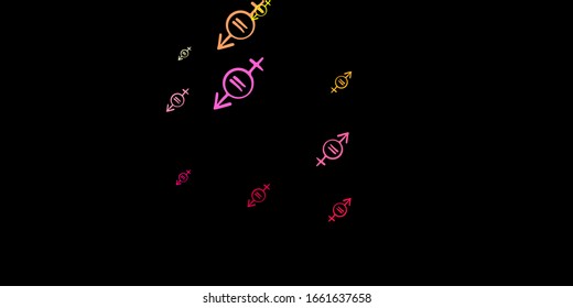 Dark Pink, Yellow vector texture with women's rights symbols. Illustration with signs of women's strength and power. Design for International Women’s Day.