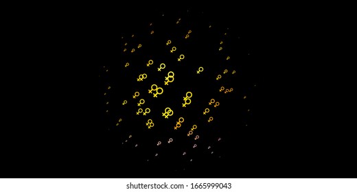 Dark Pink, Yellow vector texture with women's rights symbols. Abstract illustration with a depiction of women's power. Elegant design for wallpapers.