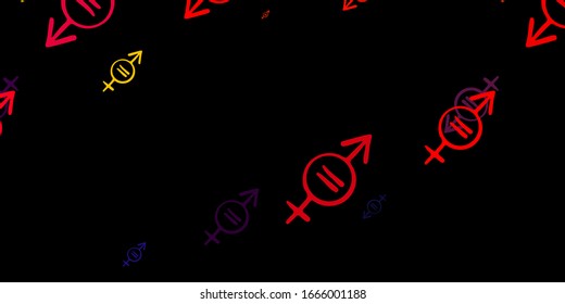 Dark Pink, Yellow vector texture with women's rights symbols. Colorful feminism symbols with a gradient in modern style. Simple design for your web site.