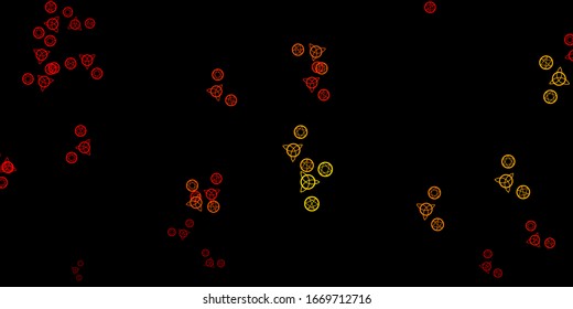 Dark Pink, Yellow vector texture with religion symbols. Retro design in abstract style with witchcraft forms. Simple design for occult depiction.