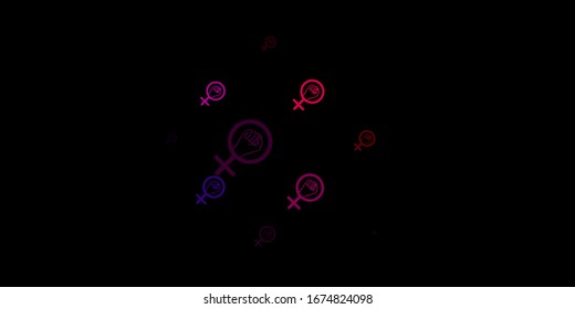 Dark Pink, Yellow vector texture with women's rights symbols. Colorful feminism symbols with a gradient in modern style. Design for International Women’s Day.