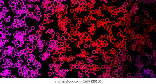 Dark Pink, Yellow vector texture with religion symbols. Colorful vintage illustration with gradient alchemy shapes. Background for esoteric, mystic designs.