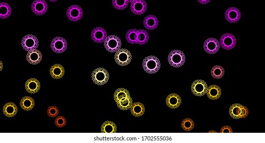 Dark pink, yellow vector texture with disease symbols. Colorful  gradient illness symbols in simple abstract style. Simple drawing against danger fever.