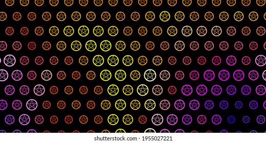 Dark Pink, Yellow vector texture with religion symbols. Retro design in abstract style with witchcraft forms. Background for esoteric, mystic designs.