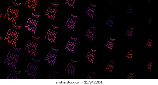 Textura vectorial amarilla rosa oscuro con símbolos de derechos de la mujer. Diseño simple en estilo abstracto con activismo por los derechos de las mujeres. Diseño sencillo para su sitio web.