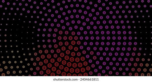 Pink oscuro, textura vectorial amarilla con símbolos religiosos. Símbolos místicos coloridos con un gradiente de estilo antiguo. Diseño para eventos mágicos y espirituales.
