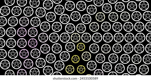 Dark Pink, Yellow vector texture with religion symbols. Colorful mystic symbols with a gradient in ancient style. Simple design for occult depiction.