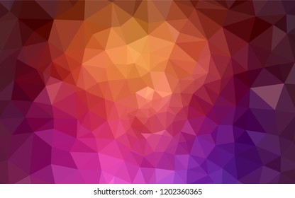 Dark Pink, Yellow vector triangle mosaic cover. Triangular geometric sample with gradient.  Best triangular design for your business.