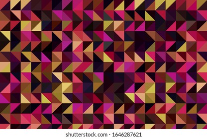 Dunkelrosa, dreieckiges Mosaikhintergrund der gelben Vektorillustration. Kreative Illustration im Stil der Halbfone mit Farbverlauf. Brandneues Design für Ihr Unternehmen.