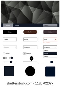 Dark Pink, Yellow vector ui kit in polygonal style. Modern Style guide in polygonal style with triangles. Simple colorful design for websites.