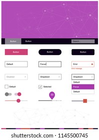 Dark Pink, Yellow vector ui ux kit in triangular style with circles. Ui Ux kit with colorful polygonal background in its header. This sample is for your landing page.