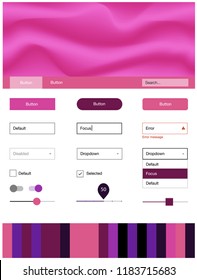 Dark Pink, Yellow vector ui ux kit with lines, ovals. Shining curly illustration in marble style with gradient. Modern template for your landing page.