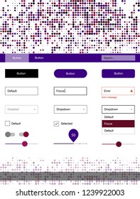 Dark Pink, Yellow vector ui ux kit with circles. Colorful ui/ux kit with header consisted of spheres. Modern template for your landing page.