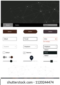 Dark Pink, Yellow vector web ui kit in polygonal style with circles. Colorful ui/ux kit with triangles, circles in header. Beautiful layout for websites, landing pages.