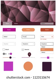 Dark Pink, Yellow vector web ui kit in polygonal style. Decorative ui kit design in abstract style with colorful crystals. This sample is for your landing page.